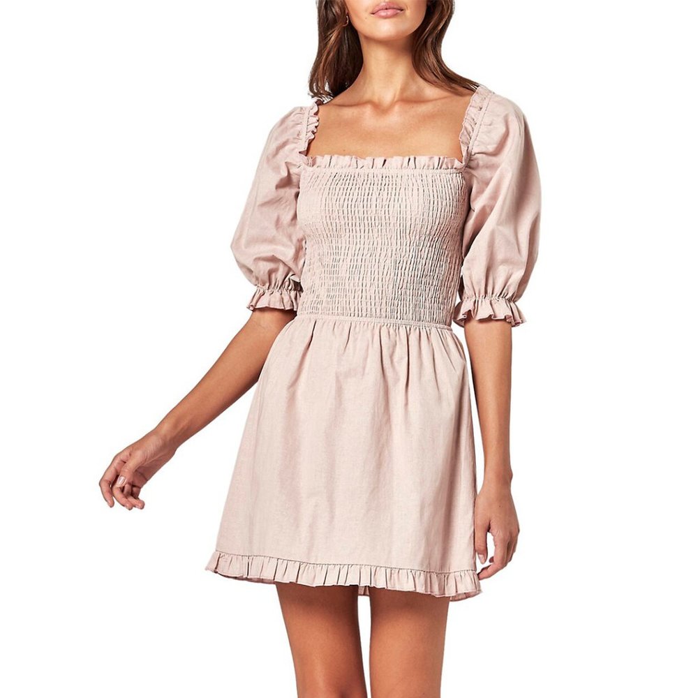 (NWT) Charlie Holiday - blush pink cotton & linen mini dress (small) - Picture 5 of 7